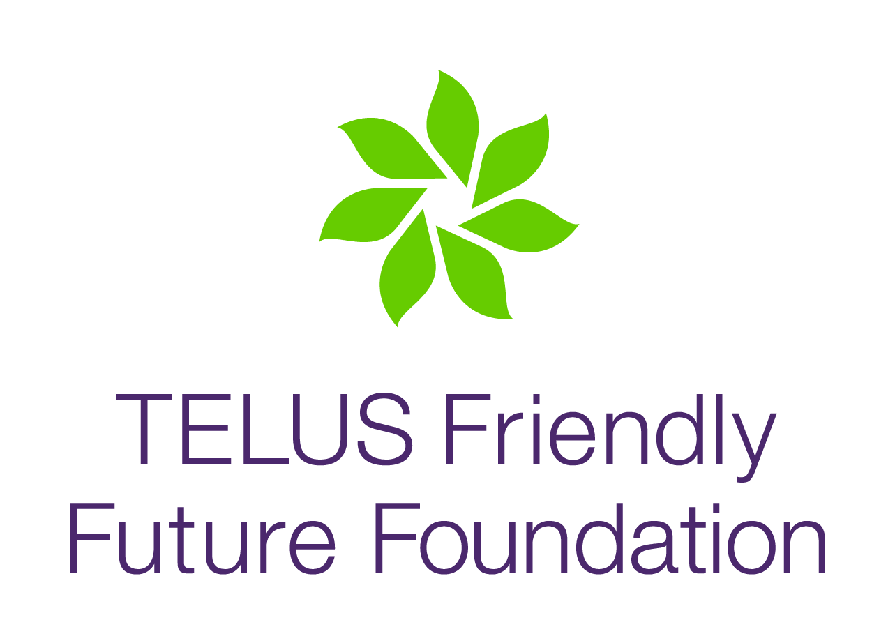 Telus Friendly Future Foundation logo: A wheel of green leaves in the shape of a flower and text that reads "Telus Friendly Future Foundation"